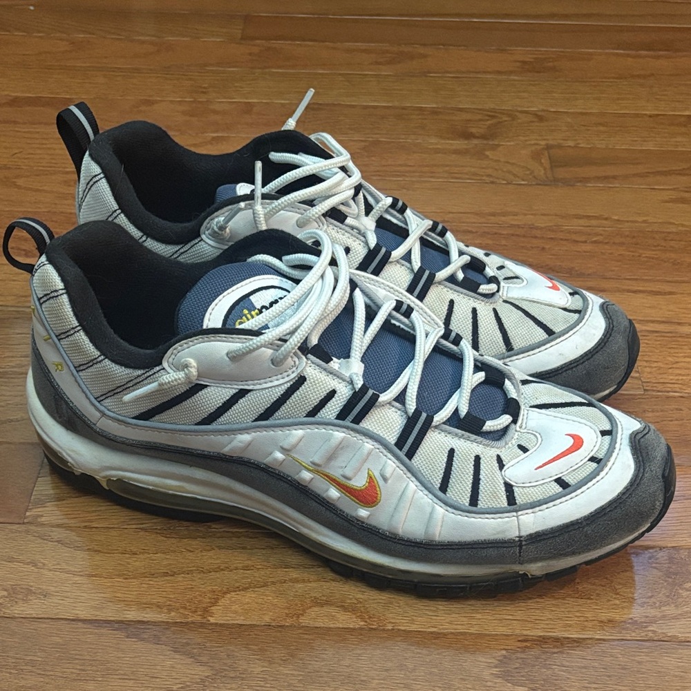 Nike Air Max 98 White and Black with Orange Accents